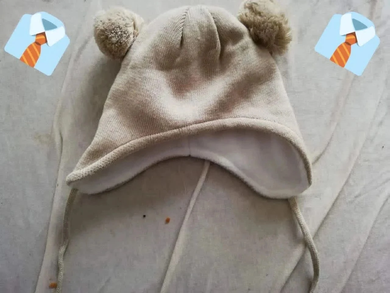 Langzhen Bonnet à Pompon Bébé Taille S Crème
